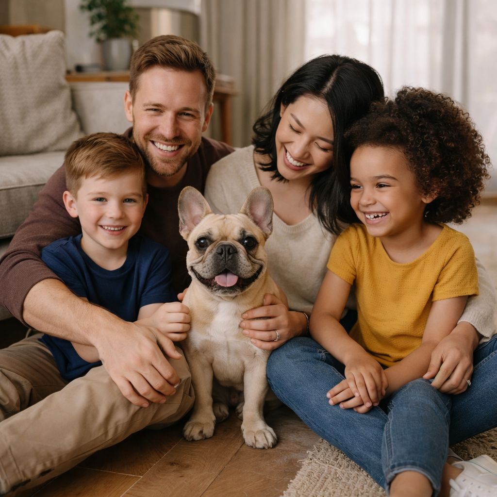 Happy mixed family getting approved for financing to upgrade their flooring